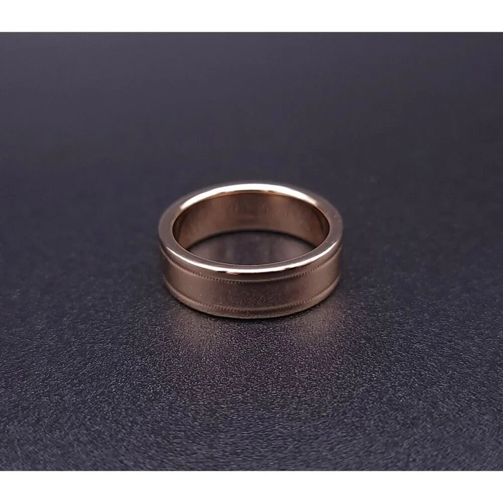 Tiffany & Co 18kt Rose Gold Together Double Milgrain 6mm Wedding Band Size 6.5 - Picture 9 of 15